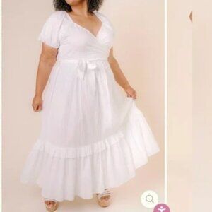 NWT Ivy City Co Antionette Swiss Dot White Dress Plus Size 4X